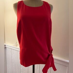 Elie Tahari Red Sleeveless Blouse with Side Tie – Size L – New